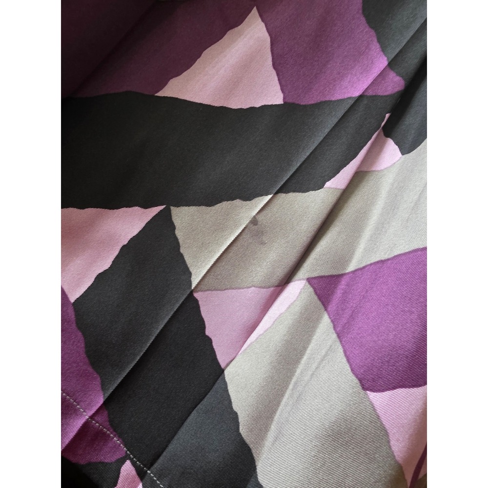 Harolds Womens 100% Silk Geometric Abstract A-Line Midi Skirt Purple Grey Size 4 - Picture 7 of 10